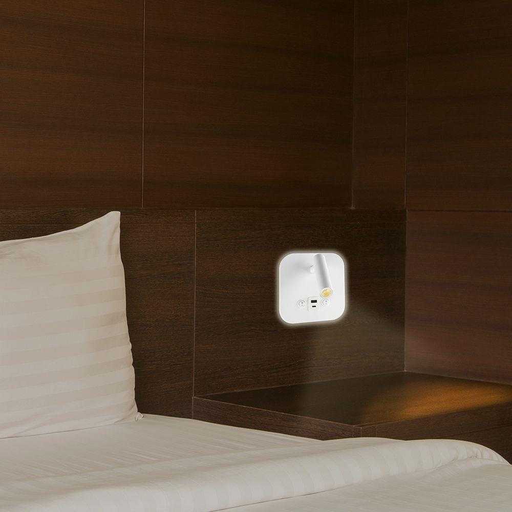 V-tac 8W LED sieninis šviestuvas, baltas, 3000K, su USB/PD jungtimi, CREE LED chip