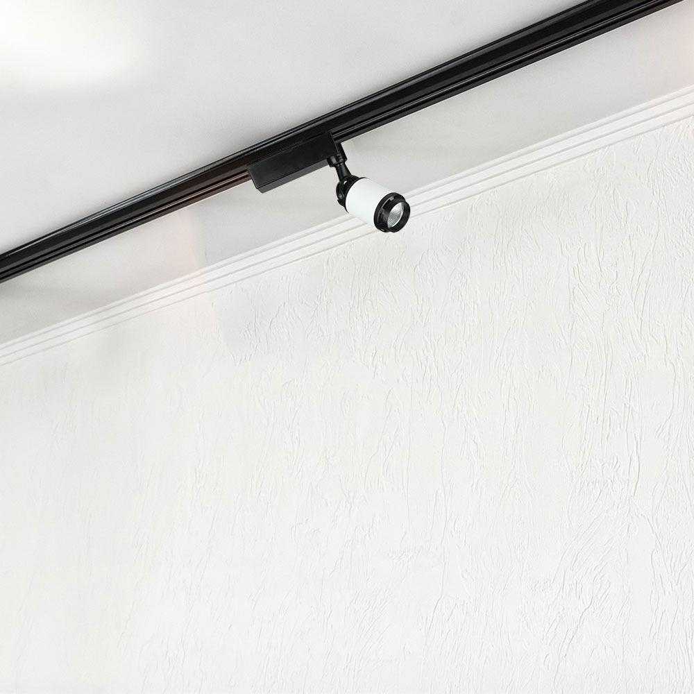 V-tac 25W LED šviestuvas į 3 fazių bėgelius, juodu / baltu korpusu, 6400K