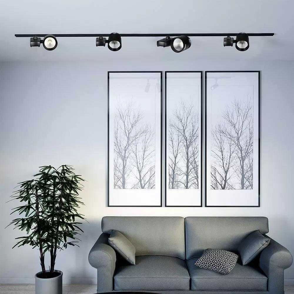 40W Euro LED šviestuvas ant bėgelio V-TAC, juodas, (4000K)