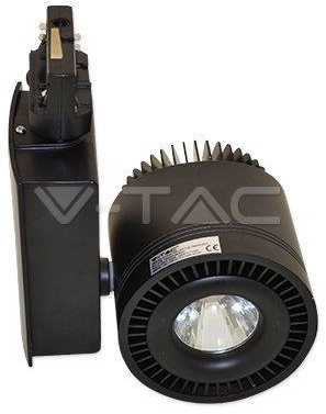 45W LED COB šviestuvas į 3 fazių bėgelius, juodas, CRI >95, 6000K