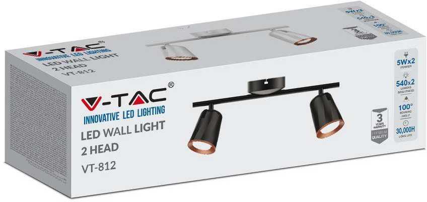 Lubinis šviestuvas V-tac 2x5W LED paviršinis šviestuvas, baltas, 4000K