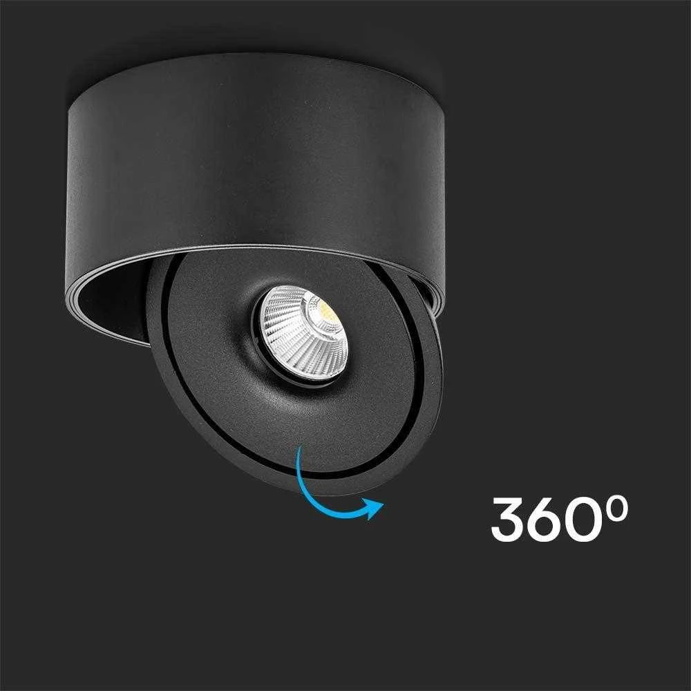 Lubinis šviestuvas V-tac 20W LED paviršinis šviestuvas, juodas, 3000-6400K