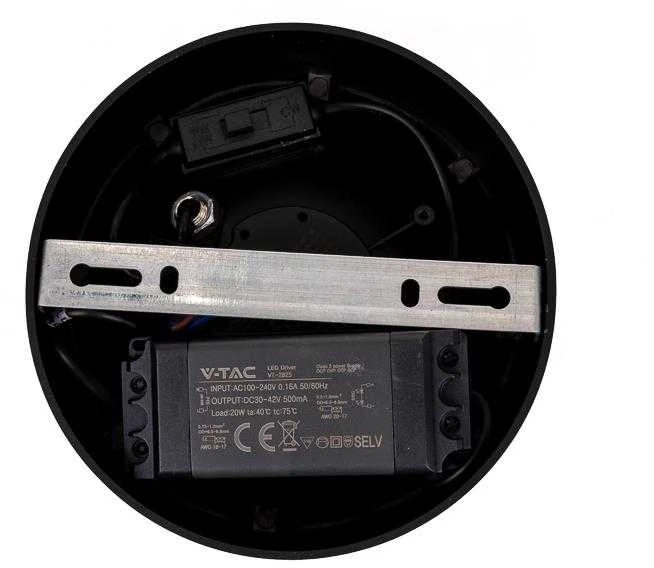 Lubinis šviestuvas V-tac 20W LED paviršinis šviestuvas, juodas, 3000-6400K