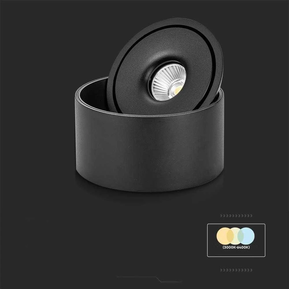 Lubinis šviestuvas V-tac 20W LED paviršinis šviestuvas, juodas, 3000-6400K