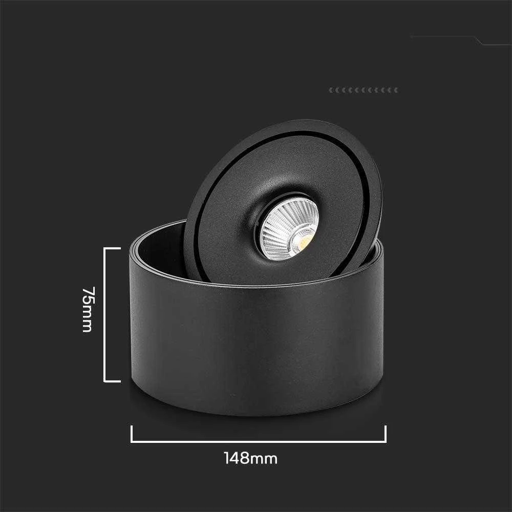 Lubinis šviestuvas V-tac 20W LED paviršinis šviestuvas, juodas, 3000-6400K