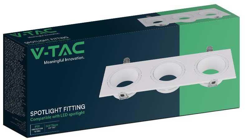 V-tac Įleidžiamas šviestuvas, 3xGU10, baltas