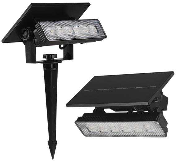 0,9W LED įsmeigiamas lauko šviestuvas, juodas, 3000K, IP65, su saulės baterija
