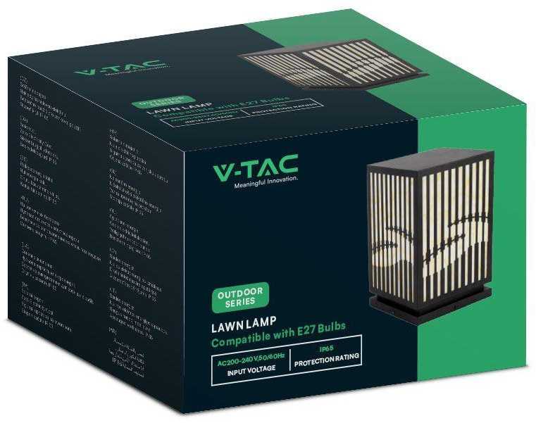 V-tac Pastatomas lauko šviestuvas, E27, juodas, IP65