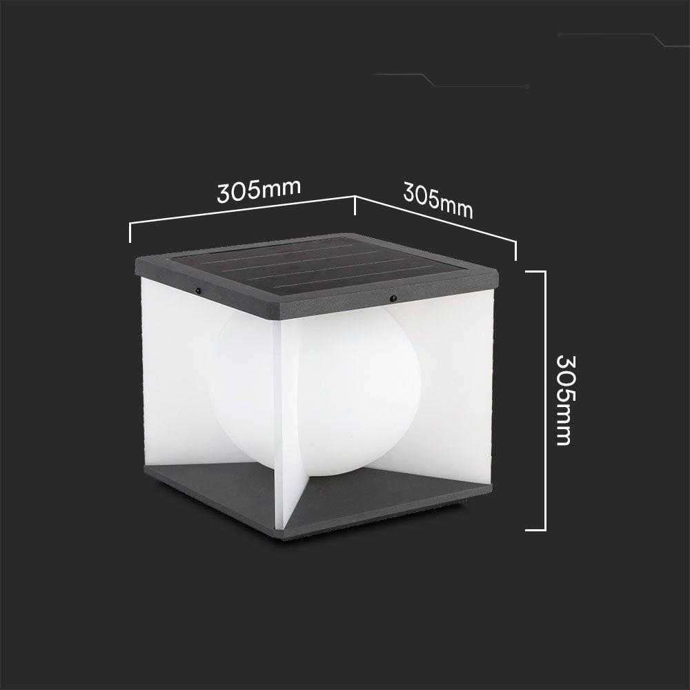 V-tac 8W LED įkraunamas lauko šviestuvas su saulės baterija, juodos/baltos sp., 3000K, IP65