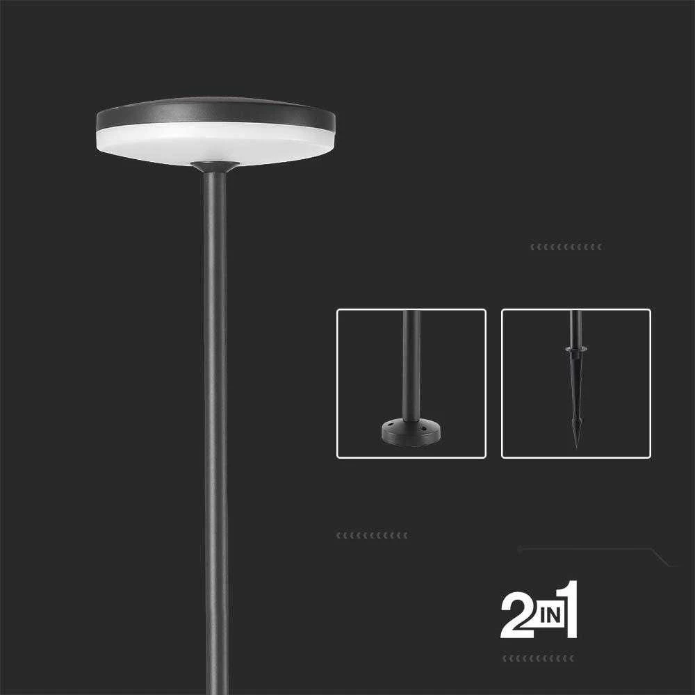 V-tac 12W LED įsmeigiamas/pastatomas lauko šviestuvas, antracito sp., 3000K