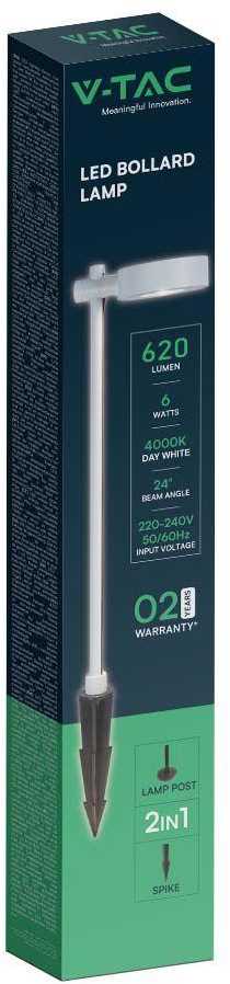 V-tac 6W LED įsmeigiamas lauko šviestuvas, baltas, 4000K