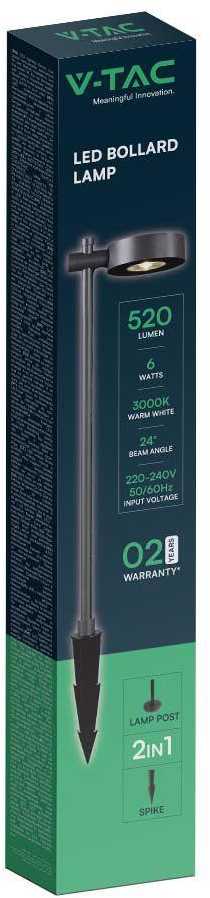 V-tac 6W LED įsmeigiamas lauko šviestuvas, juodas, 4000K