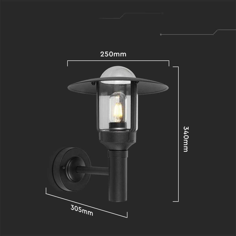 V-tac Sieninis šviestuvas, E27, juodas, IP44