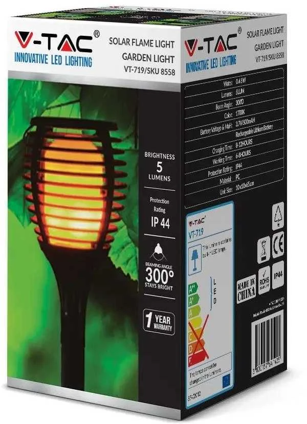 V-tac 0.45W universalus lauko šviestuvas, 3000k (šiltai balta), IP44 su saulės baterija