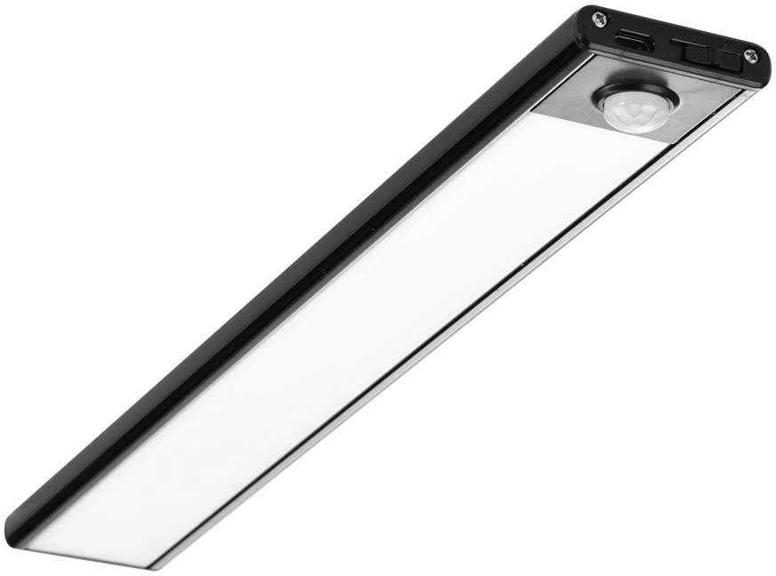 V-tac 2,5W LED įkraunamas linijinis paviršinis šviestuvas, 60cm, juodas, 3000K, su judesio davikliu