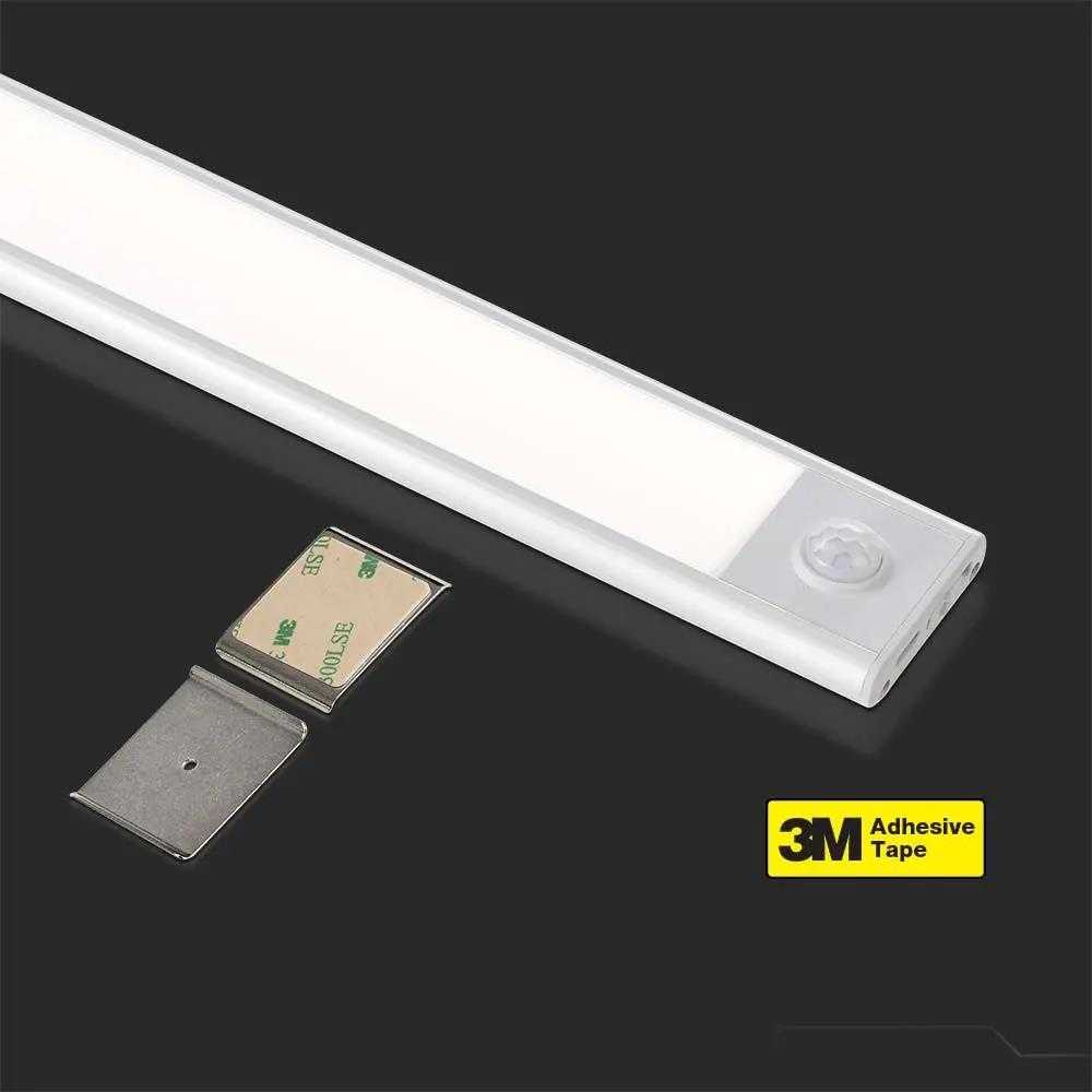 V-tac 2W LED įkraunamas linijinis paviršinis šviestuvas, 40cm, sidabro sp., 4000K, su judesio davikliu