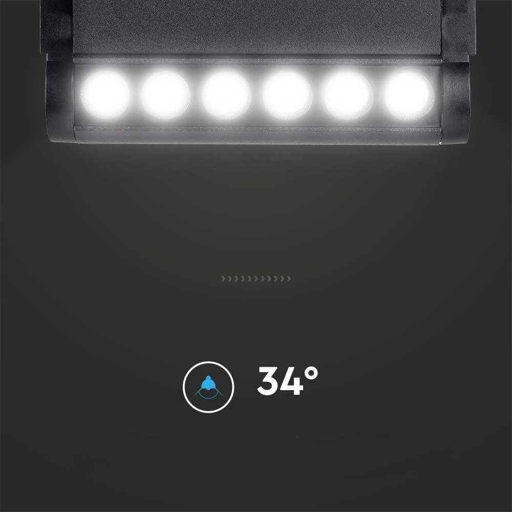 V-tac 5W LED šviestuvas į magnetinius bėgelius, juodas, 3000K, pakreipiamas