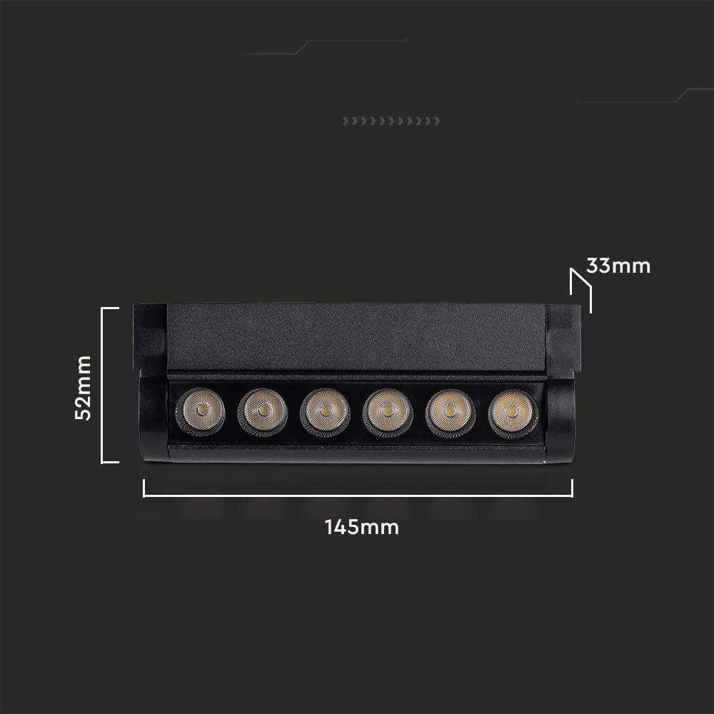 V-tac 5W LED šviestuvas į magnetinius bėgelius, juodas, 4000K, pakreipiamas