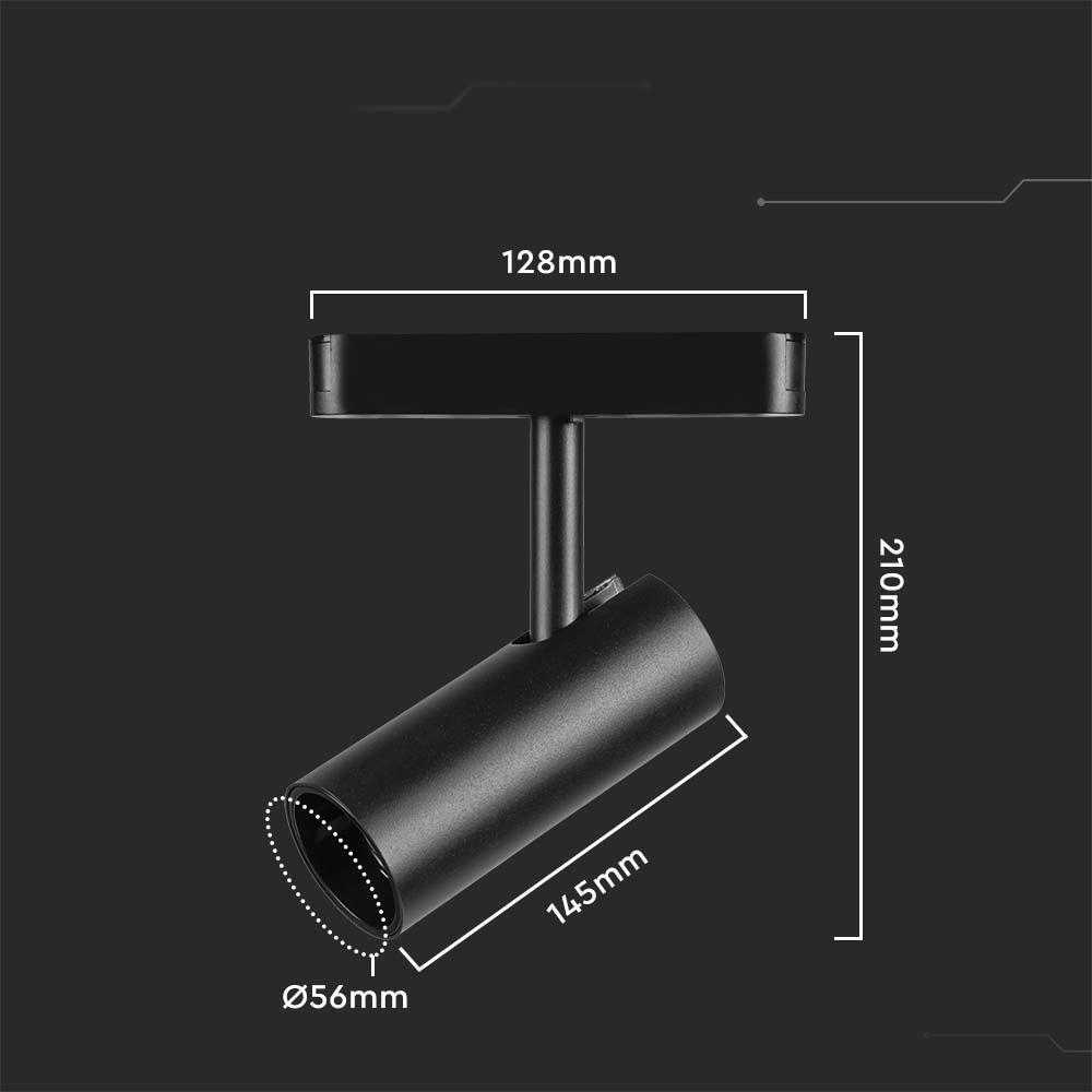 V-tac 20W LED akcentinis šviestuvas į magnetinius bėgelius, juodas, 4000K