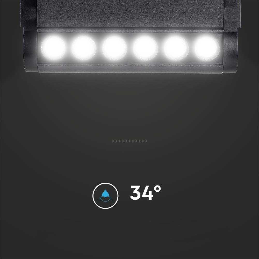 V-tac 5W LED šviestuvas į magnetinius bėgelius, juodas, 4000K, pakreipiamas