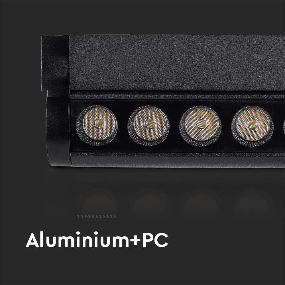V-tac 12W LED šviestuvas į magnetinius bėgelius, juodas, 6400K, pakreipiamas