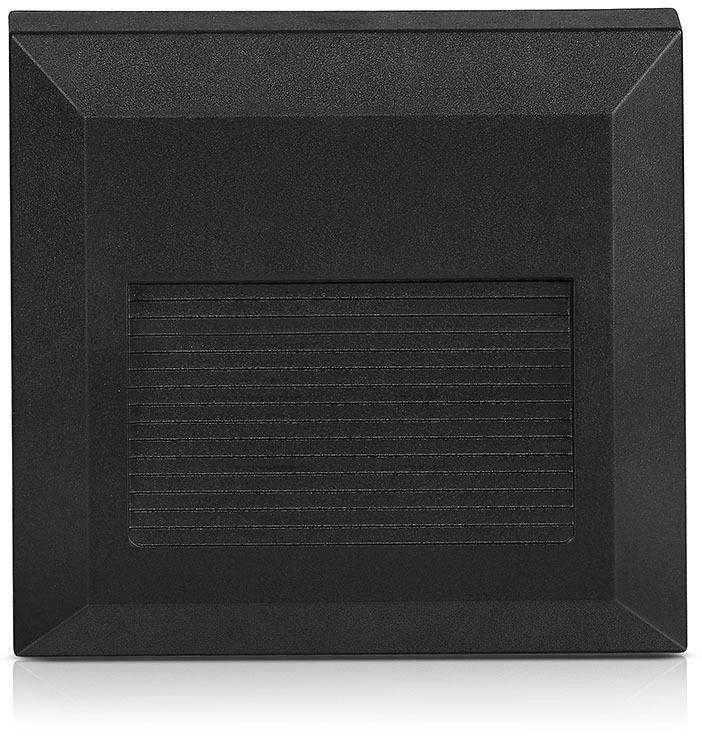 2W LED kvadratinis šviestuvas, juodas, IP65, 4000K