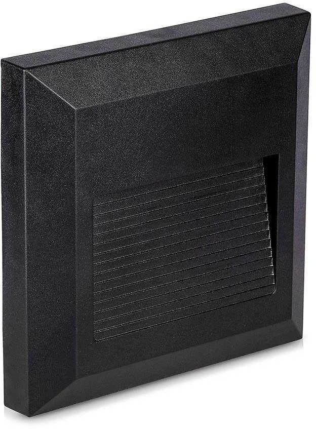 2W LED kvadratinis šviestuvas, juodas, IP65, 4000K