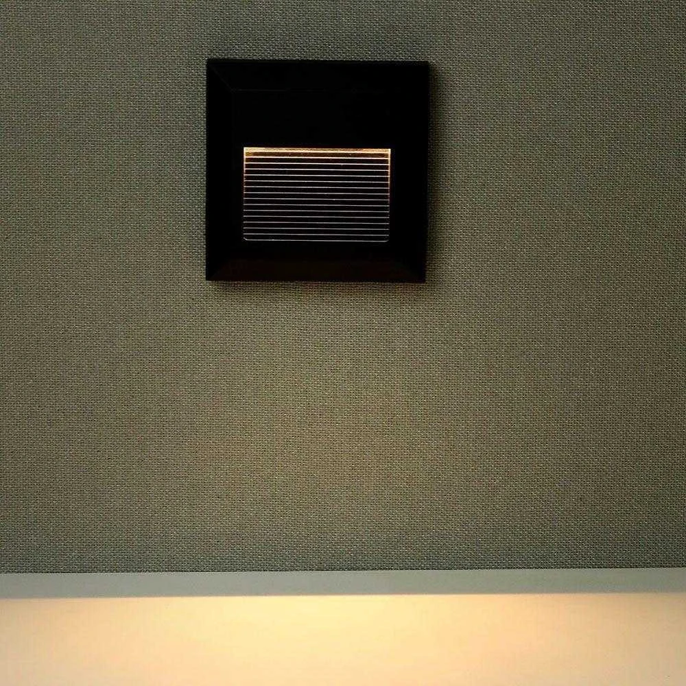 2W LED kvadratinis šviestuvas, juodas, IP65, 4000K