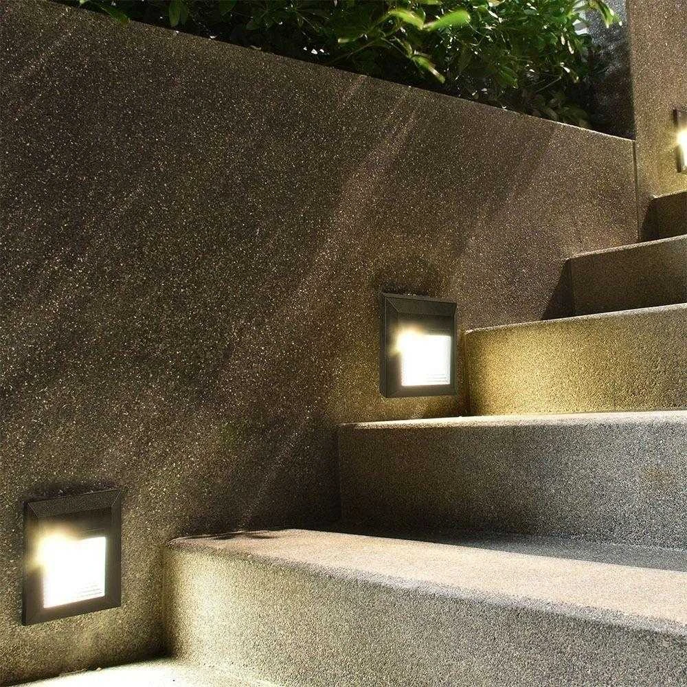 2W LED kvadratinis šviestuvas, juodas, IP65, 4000K