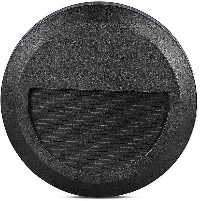 2W LED apvalus šviestuvas, juodas, IP65, 3000K