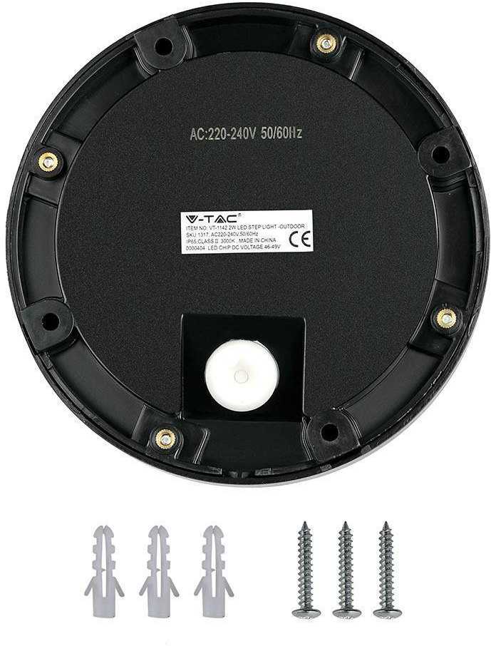 V-tac 2W LED paviršinis šviestuvas, juodas, 3000K, IP65