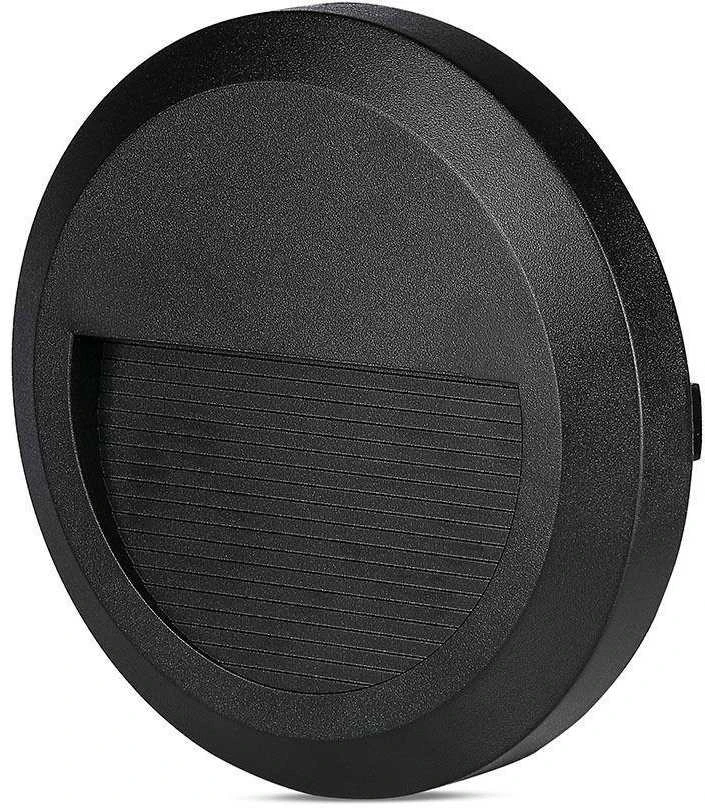 2W LED apvalus šviestuvas, juodas, IP65, 3000K
