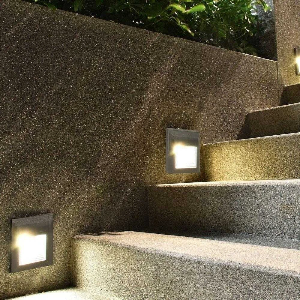 2W LED kvadratinis šviestuvas, pilkas, IP65, 3000K