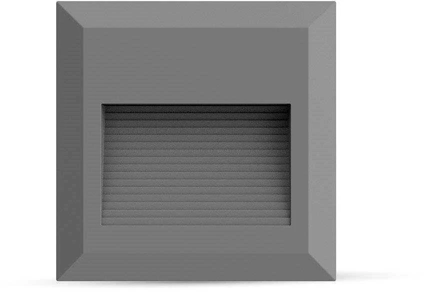 2W LED kvadratinis šviestuvas, pilkas, IP65, 3000K