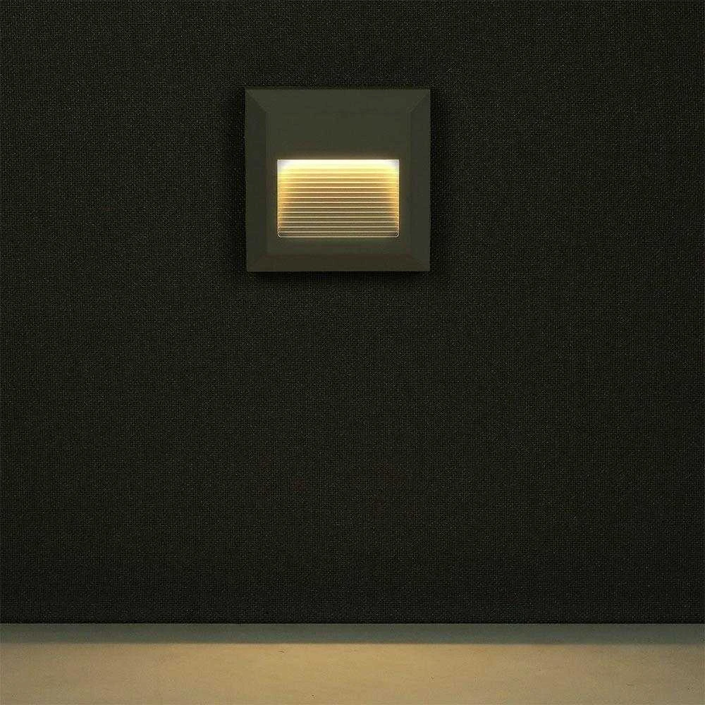 2W LED kvadratinis šviestuvas, pilkas, IP65, 3000K