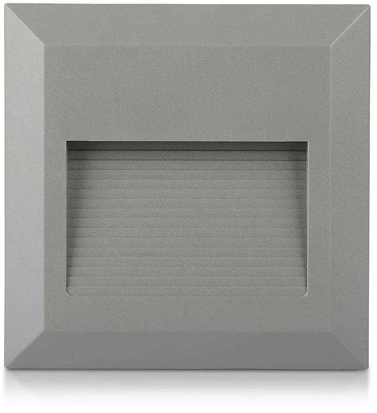2W LED kvadratinis šviestuvas, pilkas, IP65, 3000K