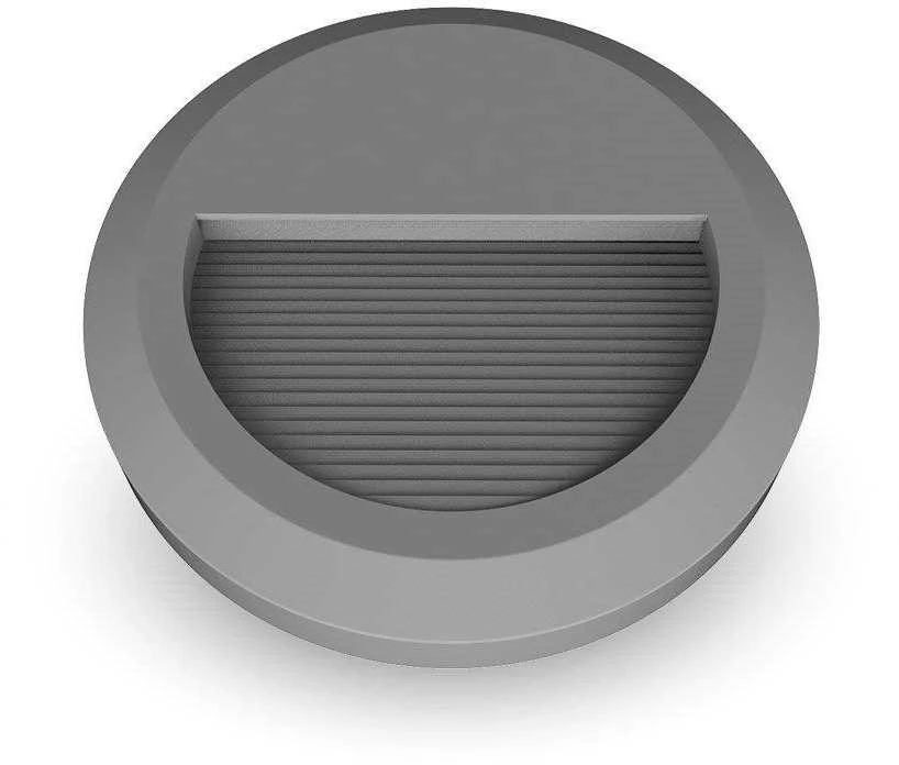 2W LED apvalus šviestuvas, pilkas, IP65, 3000K