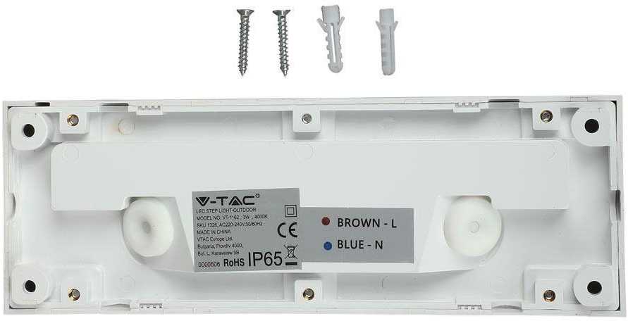 V-tac 3W LED paviršinis šviestuvas, baltas, 4000K, IP65