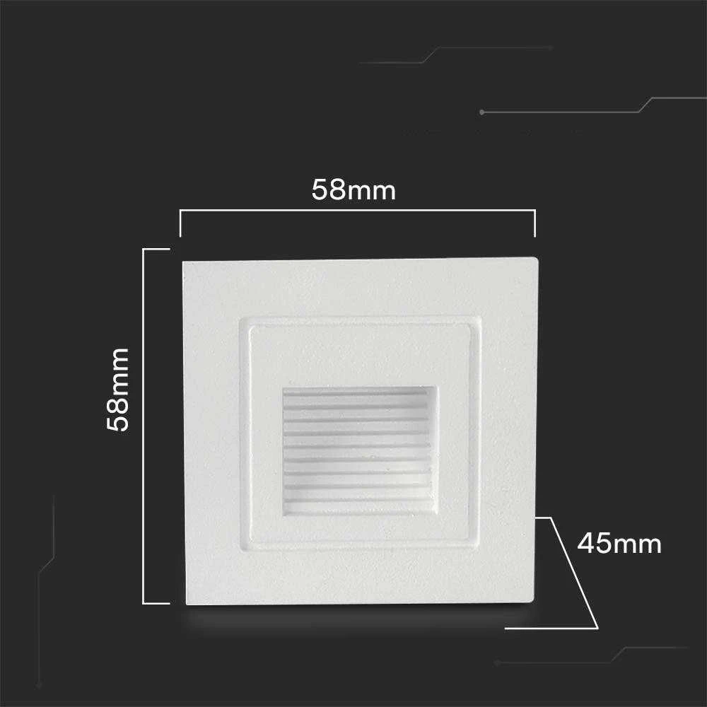 V-tac 3W LED įleidžiamas šviestuvas laiptams, baltas, 3000K, IP65