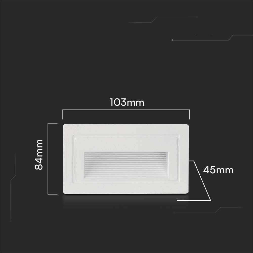 V-tac 3W LED įleidžiamas šviestuvas laiptams, baltas, 3000K, IP65
