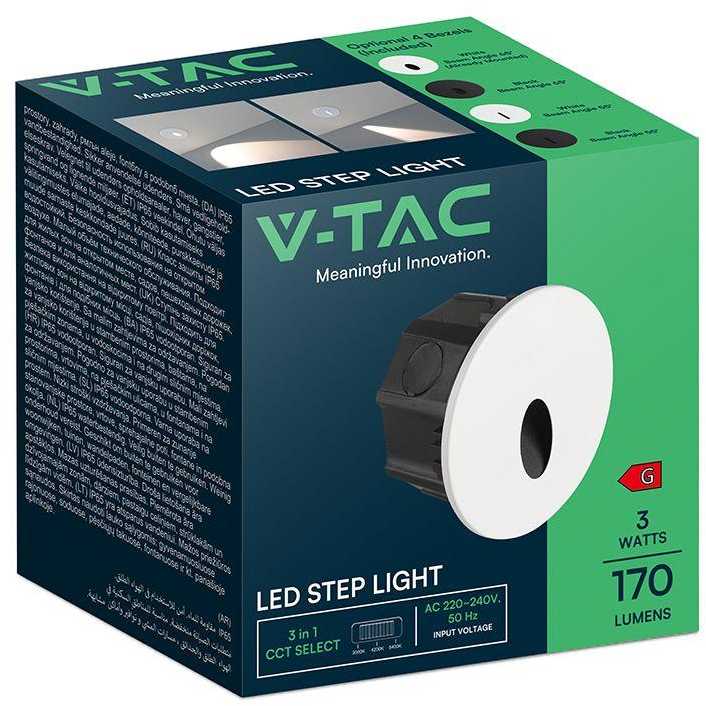 3W LED įleidžiamas sieninis šviestuvas laiptų apšvietimui, juodos/baltos sp., 3000/4200/6400K, IP65