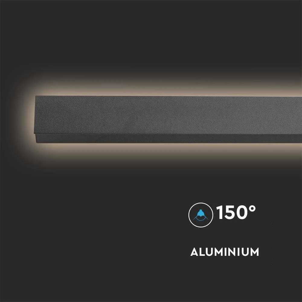 V-tac 23W LED linijinis sieninis šviestuvas, juodas, 3000K, IP65