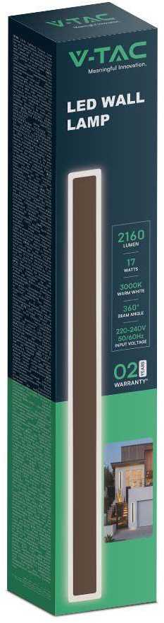 V-tac 17W LED linijinis lauko šviestuvas, rūdžių sp., 3000K