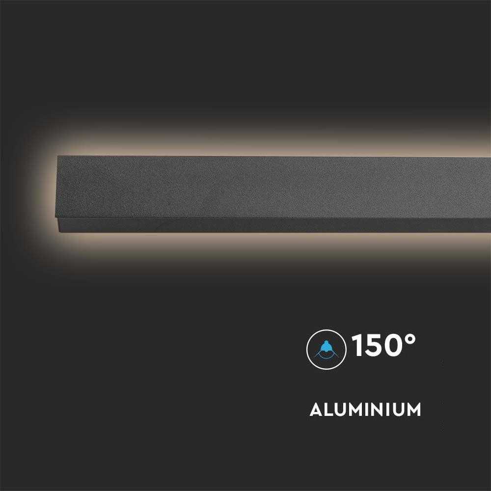 V-tac 23W LED linijinis sieninis šviestuvas, antracito sp., 3000K, IP65