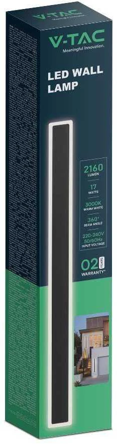 V-tac 17W LED linijinis lauko šviestuvas, juodas, 3000K
