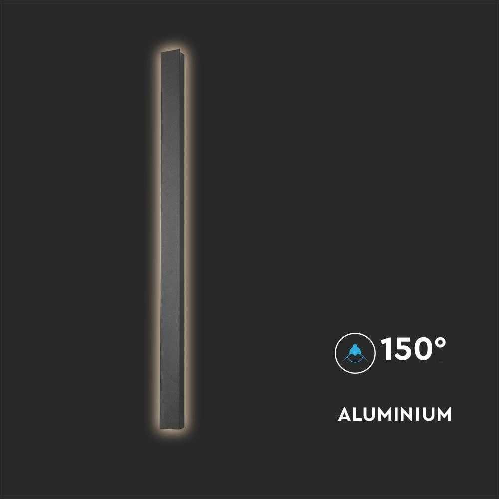 V-tac 10W LED linijinis sieninis šviestuvas, antracito sp., 3000K, IP65