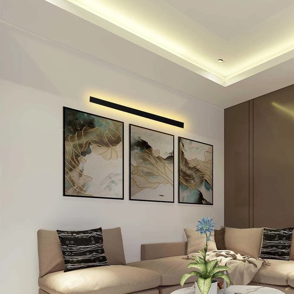 V-tac 23W LED linijinis sieninis šviestuvas, juodas, 3000K, IP65
