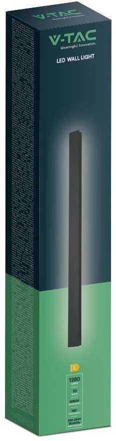 V-tac 10W LED linijinis sieninis šviestuvas, juodas, 4000K