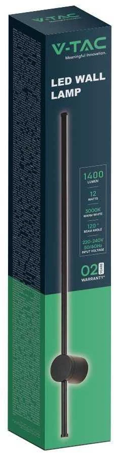 V-tac 12W LED sieninis lauko šviestuvas, juodas, 3000K
