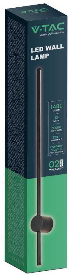 V-tac 12W LED sieninis lauko šviestuvas, juodas, 4000K